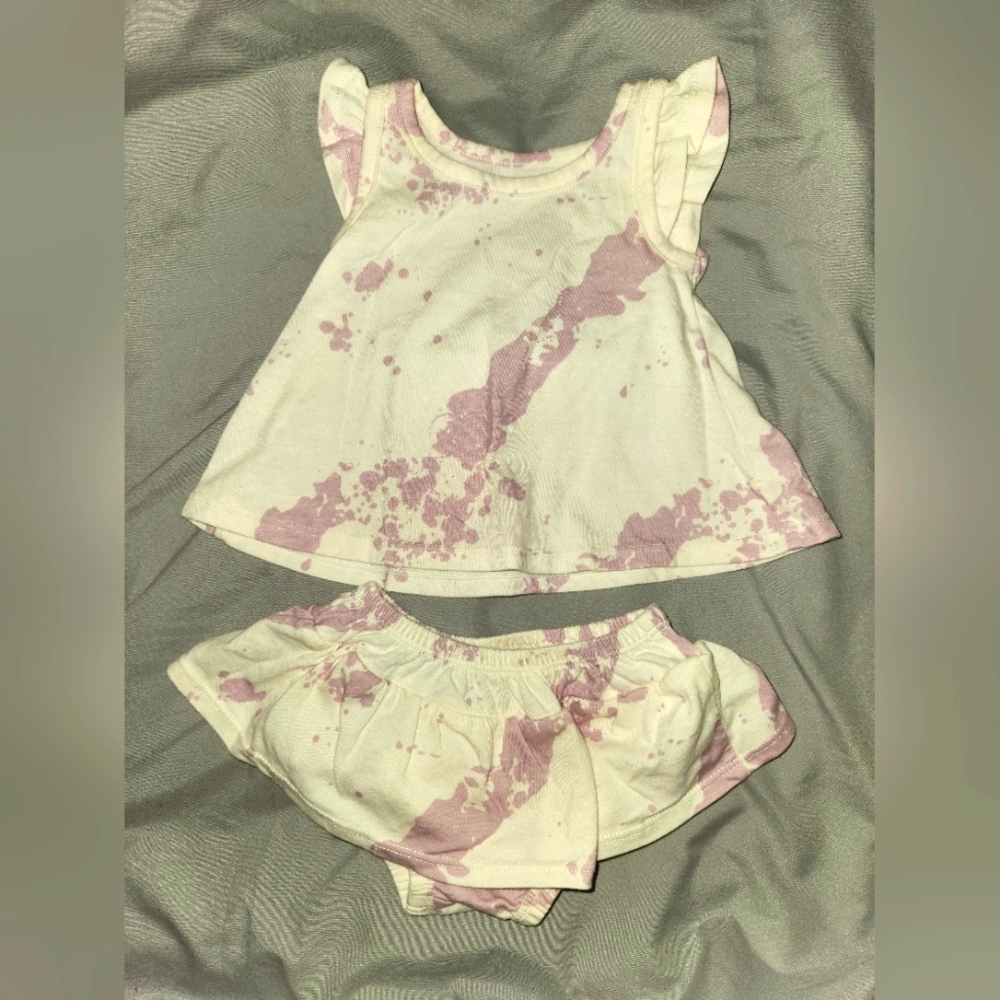 Grayson Mini two piece flutter sleeve and matching flutter diaper cover 3mo